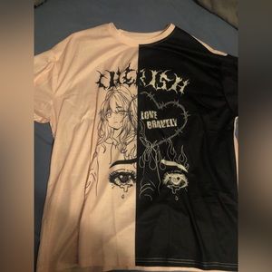 Men Letter & Figure Graphic Two Tone Tee